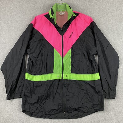 VTG Reebok Sport Jacket Pink Green Black Windbreaker