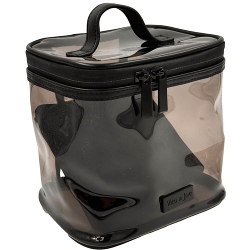 Vito & Joe Damen Kosmetiktasche Set Schminktasche Make Up Transparent Schwarz - Bild 2 von 3