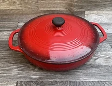 Lodge 3 Qt - 2.8L Cast Iron Dutch Oven Enameled Red 2 Handle