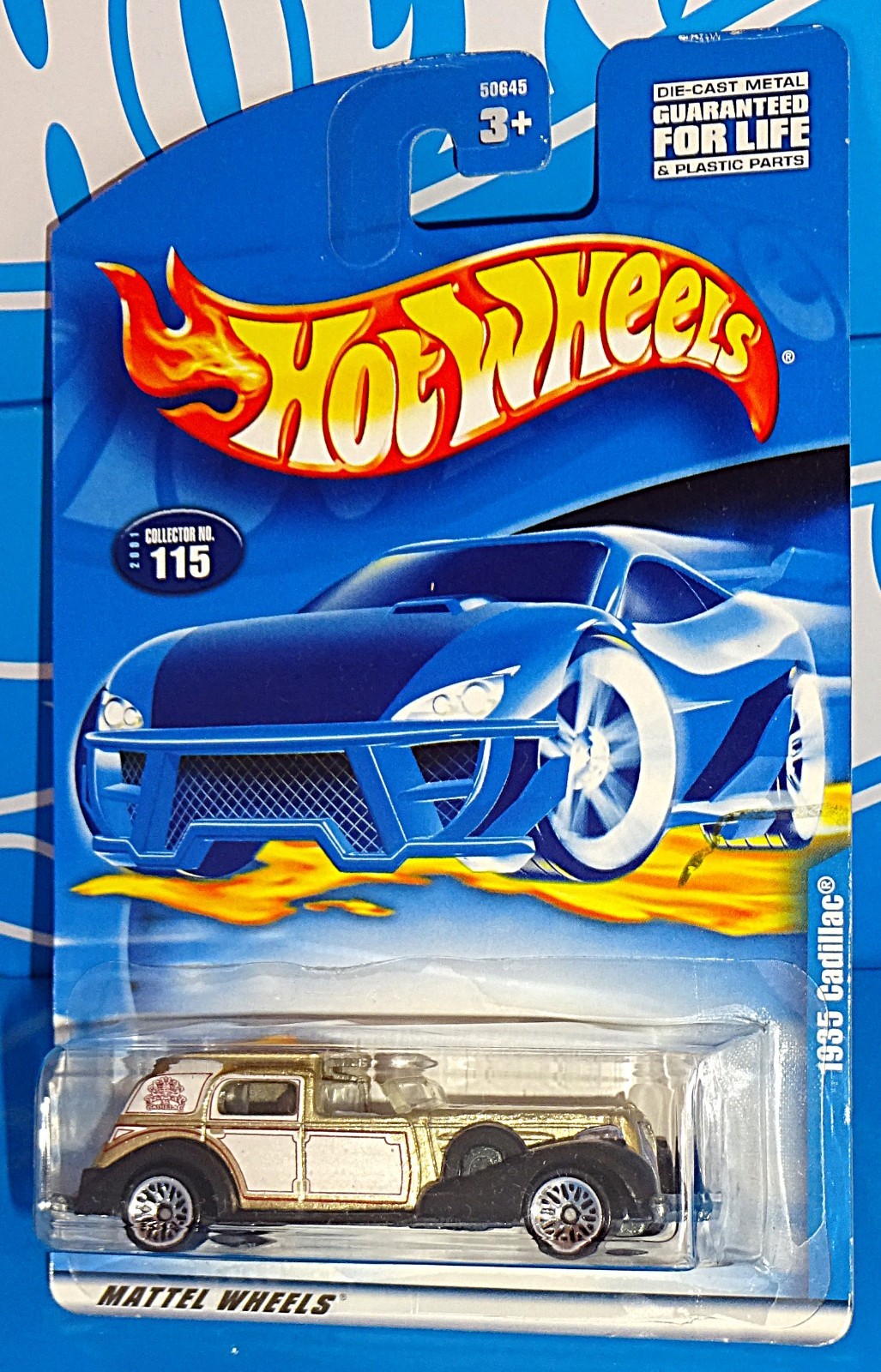 Hot Wheels 2001 Mainline Release #115 1935 Cadillac Mtflk Gold w/ WSPs
