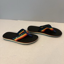 Vintage 80s Flip Flops Rainbow Stripes Foam Sandals Hawaii Thongs Women s 8