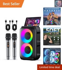 Karaoke Machine for Adults Kids, Portable Bluetooth Speaker with 2 Wireless M...