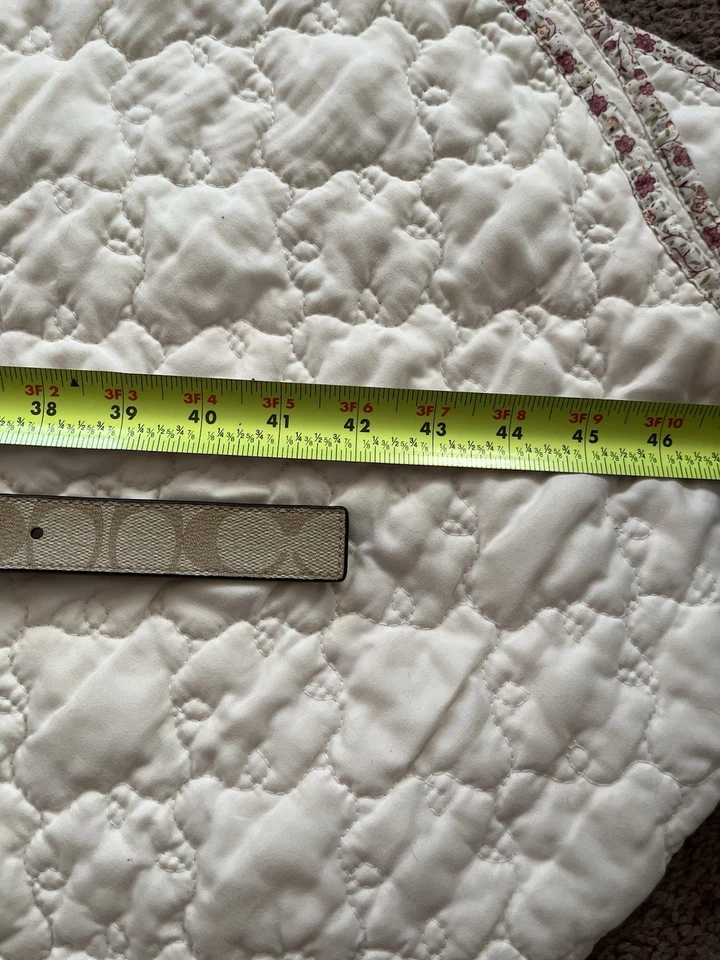 Cinturón de cuero con monograma caqui claro Coach para mujer besos CC’s talla 44 grande CA516 Foto 4 de 4