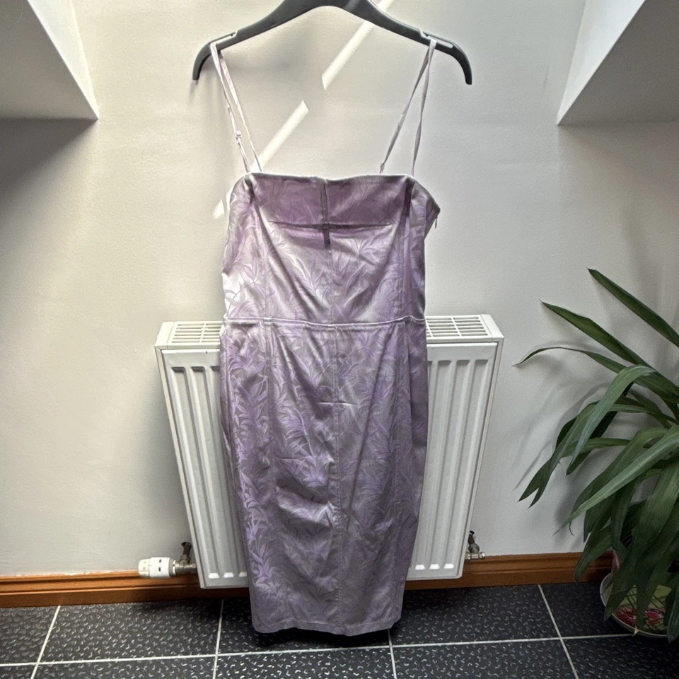 NEXT Purple Satin Floral Slip Dress Square Neck Strappy Midi Sleeveless Size 12 - Image 1 of 3