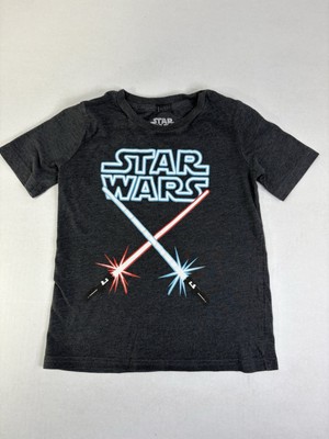 Star Wars Jumping Beans T-Shirt Size 6 Charcoal Graphic Tee Light Saber