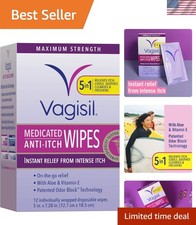 Hypoallergenic Anti-Itch Intimate Wipes with Aloe  Vitamin E - Travel Ready