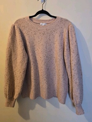 Ophelia Roe Sweater Womens Size XL Light Pink With Gold Flecks Oversized Cottage