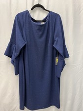 Vince Camuto Women’s Plus Size A-Line Dress 20W Short Bell Sleeves  Blue NWT