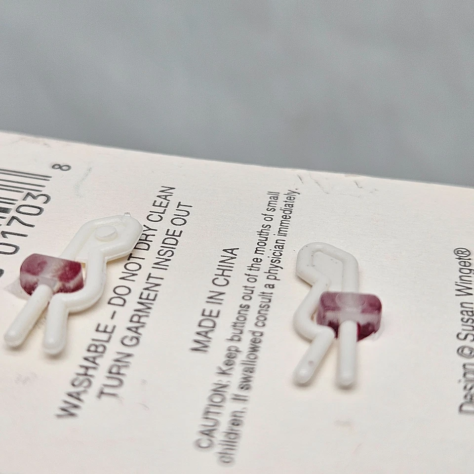 4 Vintage Susan Winget Shank Buttons Red Christmas Cottage House Hand Painted - Image 3 of 4