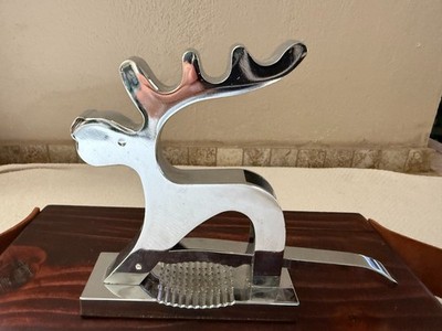 Shiny Silver Nutcracker Reindeer Chrome Metal Contemporary Look 6'' Tall