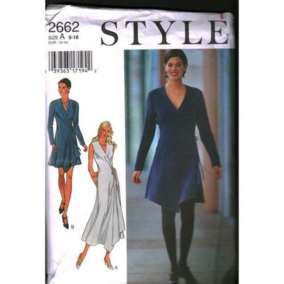 Style 2662 Sewing Pattern Misses Wrap Dress V-Neck Maxi Knee Length Size 8-12 | eBay Style 2662 Sewing Pattern Misses Wrap Dress V-Neck Maxi Knee Length Size 8-12 | eBay