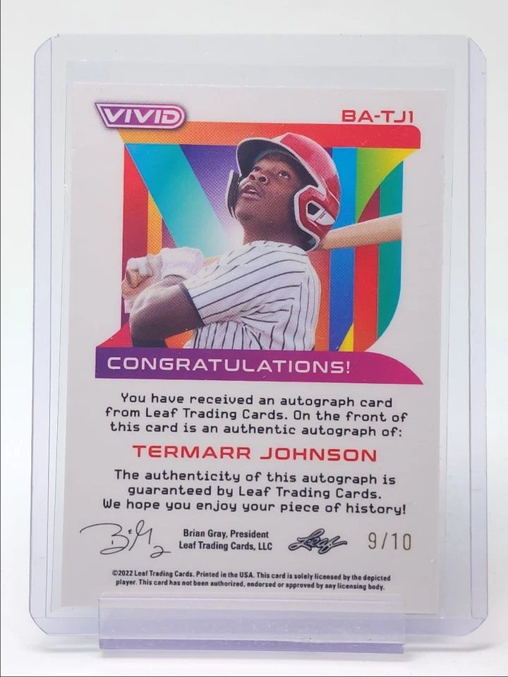 TERMARR JOHNSON 2022 LEAF VIVID XRC ROOKIE AUTOGRAPH ORANGE RC AUTO /10 Q1880 - Image 2 of 2