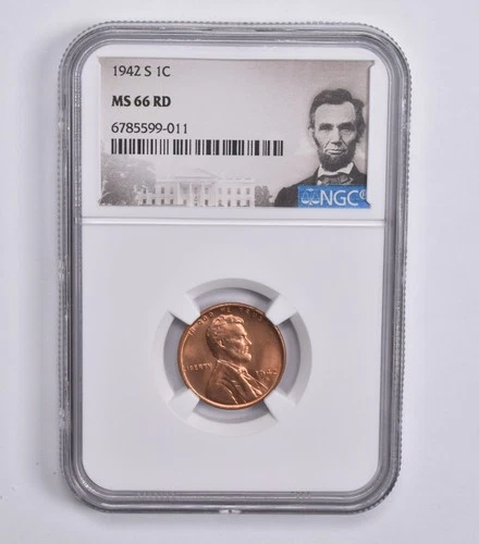 MS66 RD 1942-S Lincoln Wheat Cent NGC Special Lbl *3124