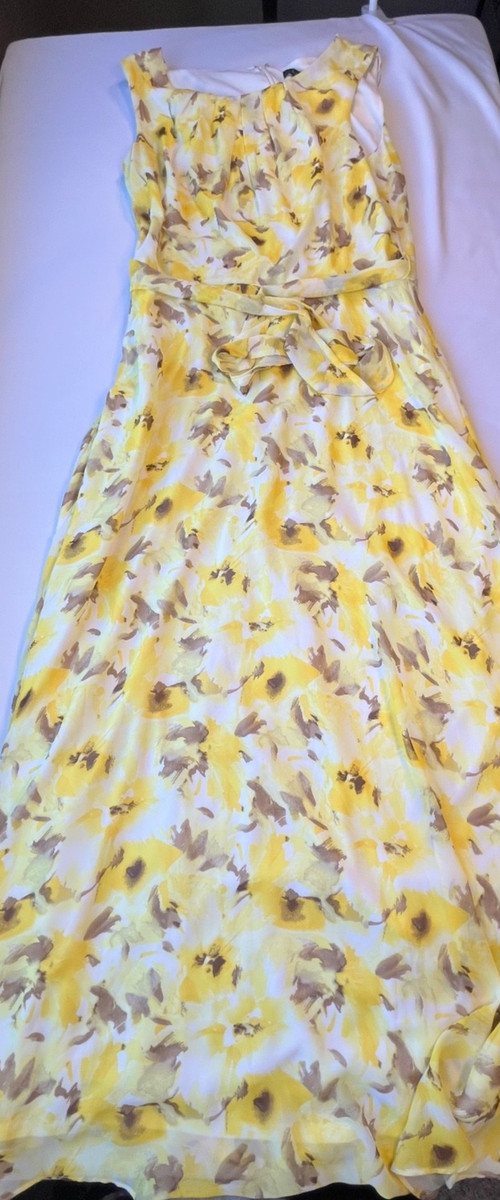 R & K Maxi Dress Women's Size 12 Butter Yellow Garden Tea Party View 3