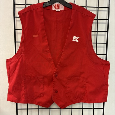 #ad #ad KMart Vintage K Mart Employee Red Work Vest XXXXLarge Smock Embroidered $41.36