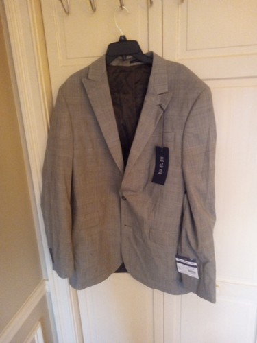 Stafford Mens 44L Smart Tech Wool Stretch Brown Glen Plaid Fit 2 Button Nwt - Picture 1 of 7