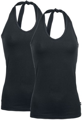 RED by EMP Damen schwarze Neckholder Tops im Doppelpack