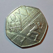 UK 2014 Commonwealth Games 50p Coin, Elizabeth II Era Circulated