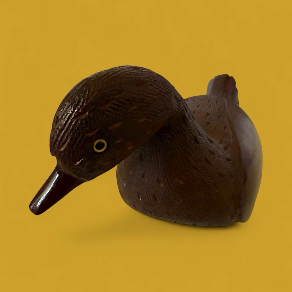 Boneco vintage esculpido à mão madeira pato marrom escuro madeira maciça decoração para casa - Imagem 3 de 4