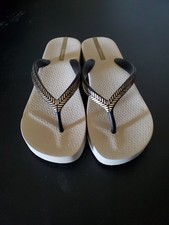 Sandalias de plataforma Ipanema para mujer chanclas blancas negras doradas talla 10 malla XI