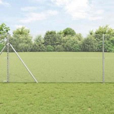 WALPLUS Hexagon Wire Fence Silver 1x25 m Steel with 7 Posts for Garden