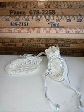 Vintage Crocheted Baby Booties/shoes Blue Ribbons Pink  Blue Flowers Handmade