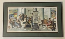 Vintage Framed Norman Rockwell Visits A Country School Art Print 25x15 Americana