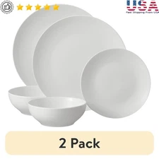 12 Piece Stoneware Dinnerware Set Service 4 Microwave Dishwasher Safe White New