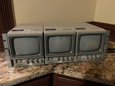 3 Panasonic WV-BM500U Black and White Monitors w/ Rack Mount  AS IS - Read