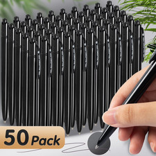 50 Pack Retractable Ballpoint Pens, 1.0MM Black Ink,Smooth Writing, No Bleed, Co