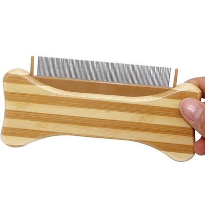 Bamboo Wooden Pet Flea CombFor Pet Cat Dog Flea Grooming Comb Stainless Steel