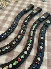 Custom Made Browband 14-17” Sizes Havana Brown Black Leather U V Straight Shapes