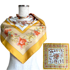 HERMES Carre 90 "Les Jardiniers du Roy" 100 Silk Scarf Vintage Cleaned