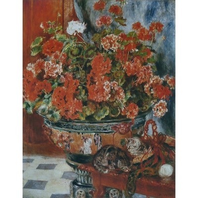 Geraniums and Cats, 1881 - 40x50 Inch Rolled Canvas Wall Art Print