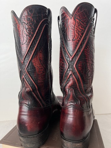 Vintage Lucchese Black Cherry San Antonio Western Cowboy Boots Mens Size 11.5 B - Picture 6 of 23