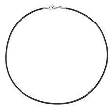 Genuine leather cord necklace black 2mm with stainless steel lobster clasp, 1...