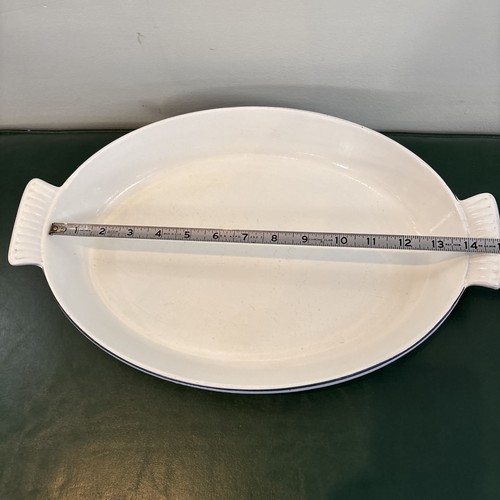 DRU Blau Tulpe Emaille Gusseisen Kasserolle Backform 36 Holland 14" Oval EUC - Bild 5 von 13