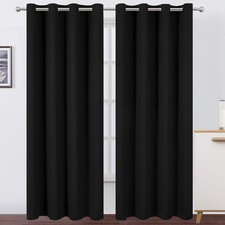 LEMOMO Blackout Curtains 52 x 84 inches Long Black Curtains Set of 2 Panels Ther