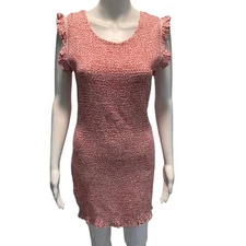 Japna Red Floral Smocked Ruffle Sleeve Mini Dress Large Cottagecore Summer