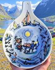 Stavangerflint Norway Plate Dish Wall Hanging Pan Indiginous People Wig-Wams