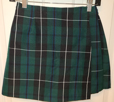 Flynn O'Hara Uniform Wrap Skirt Girls Size 10 Green Blue Pleated wrap Skort