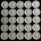 25 Lot - 1942 Mercury Dimes 90% Silver – Fine/Very Fine - Mixed Mints