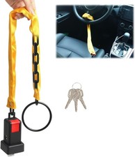 Steering Wheel Lock Upgraded Anti Theft Device For Car Heavy Duty Steel Cha...