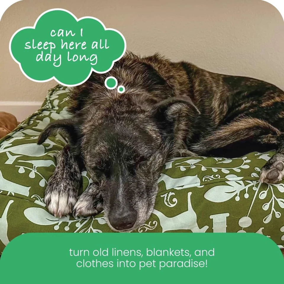 Funda Cama Perro Pequeño, Amarillo por la Mañana, Verde Oliva y Azul Claro Foto 2 de 4