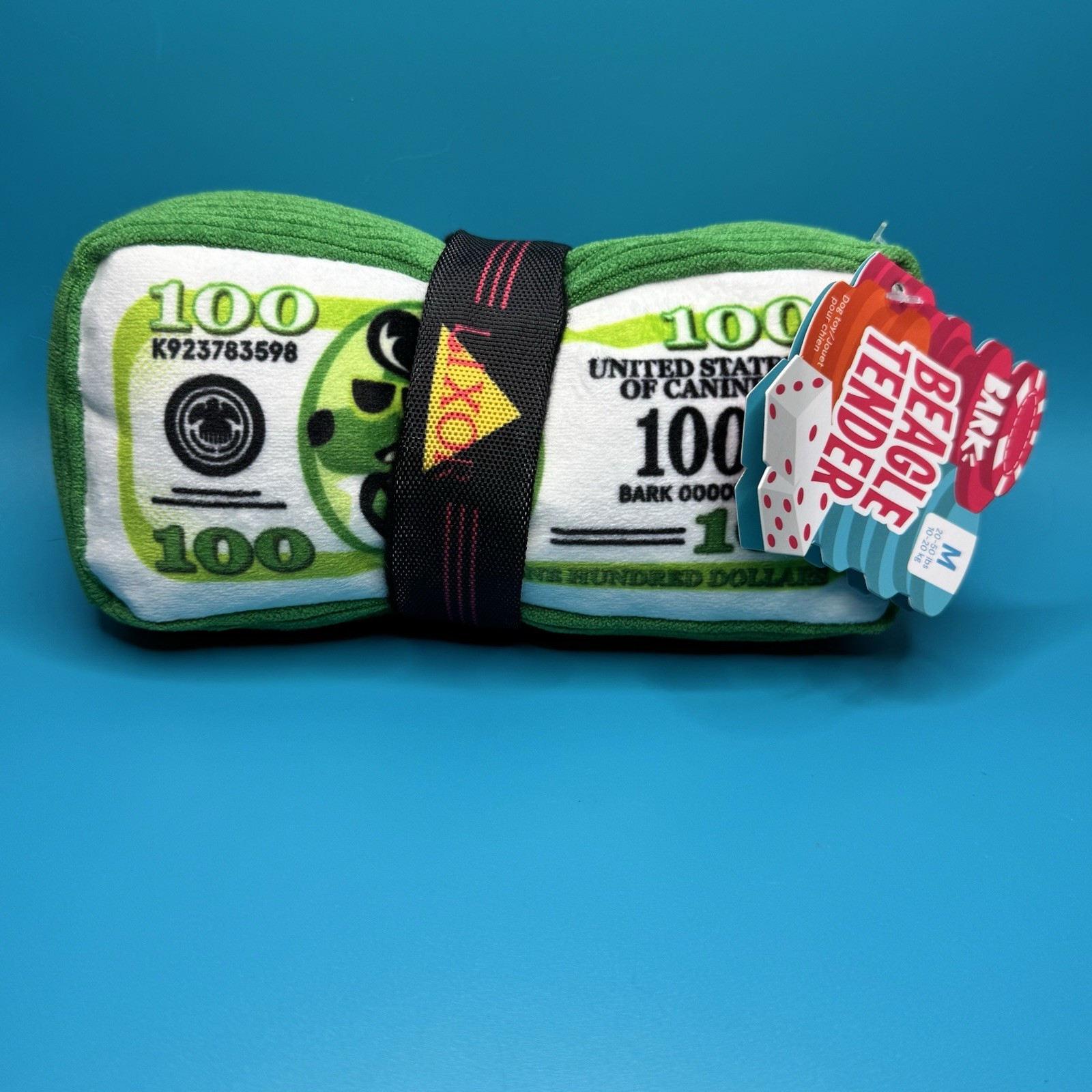 BARK BOX Beagle Tender Money Dog Toy with Squeaker and Crinkle for Medium Dogs 20-50 Lbs