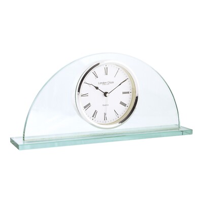 Glas Halbmond Quarz Batterie Kaminuhr klares Zifferblatt von London Clock Co0312