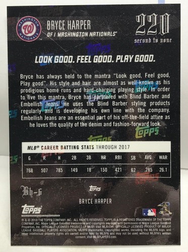 Bryce Harper 2018 Topps X 220 Play Gut #BH-6 - Sp / 5196 Nationals - Bild 2 von 2