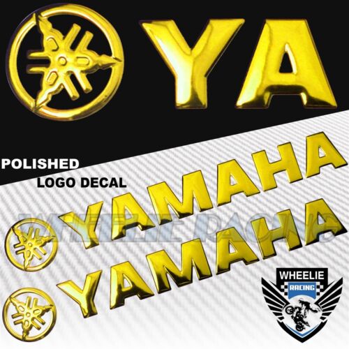 2-TONE CHROMED GOLD PRO GRIP FUEL TANK PAD+6" YAMAHA LOGO+YZF-R6 EMBLEM STICKER - Picture 4 of 10