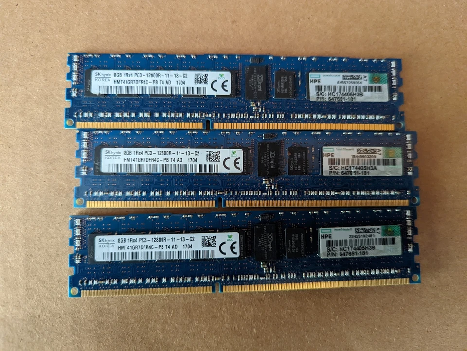 8GB DDR3 PC3-12800 RDIMM HYNIX HMT41GR7DFR4C-PB SERVER MEMORY RAM A3-3(3) - Image 3 of 3