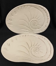 American Atelier China - By The Sea - Set Of 2 Sculptured Platters - Shell 13”